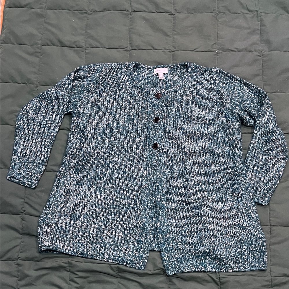Susan Graver Teal Knit Cardigan